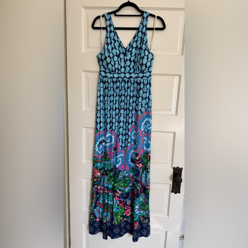 Lilly Pulitzer Blue Multicolor Print Maxi Dress